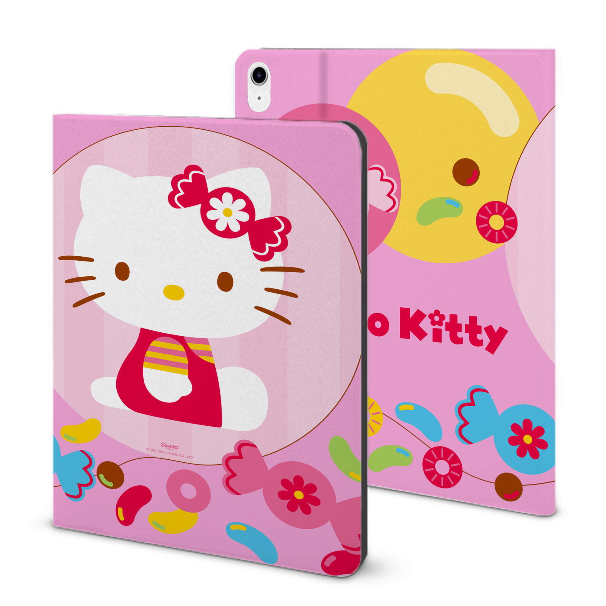 （画像用） Hello Kitty ハローキティ IPad ケース ブック型 PUレザー TPU 耐衝撃 軽量 薄型 ペン収納なし 全面保護 IPad 各モデル対応